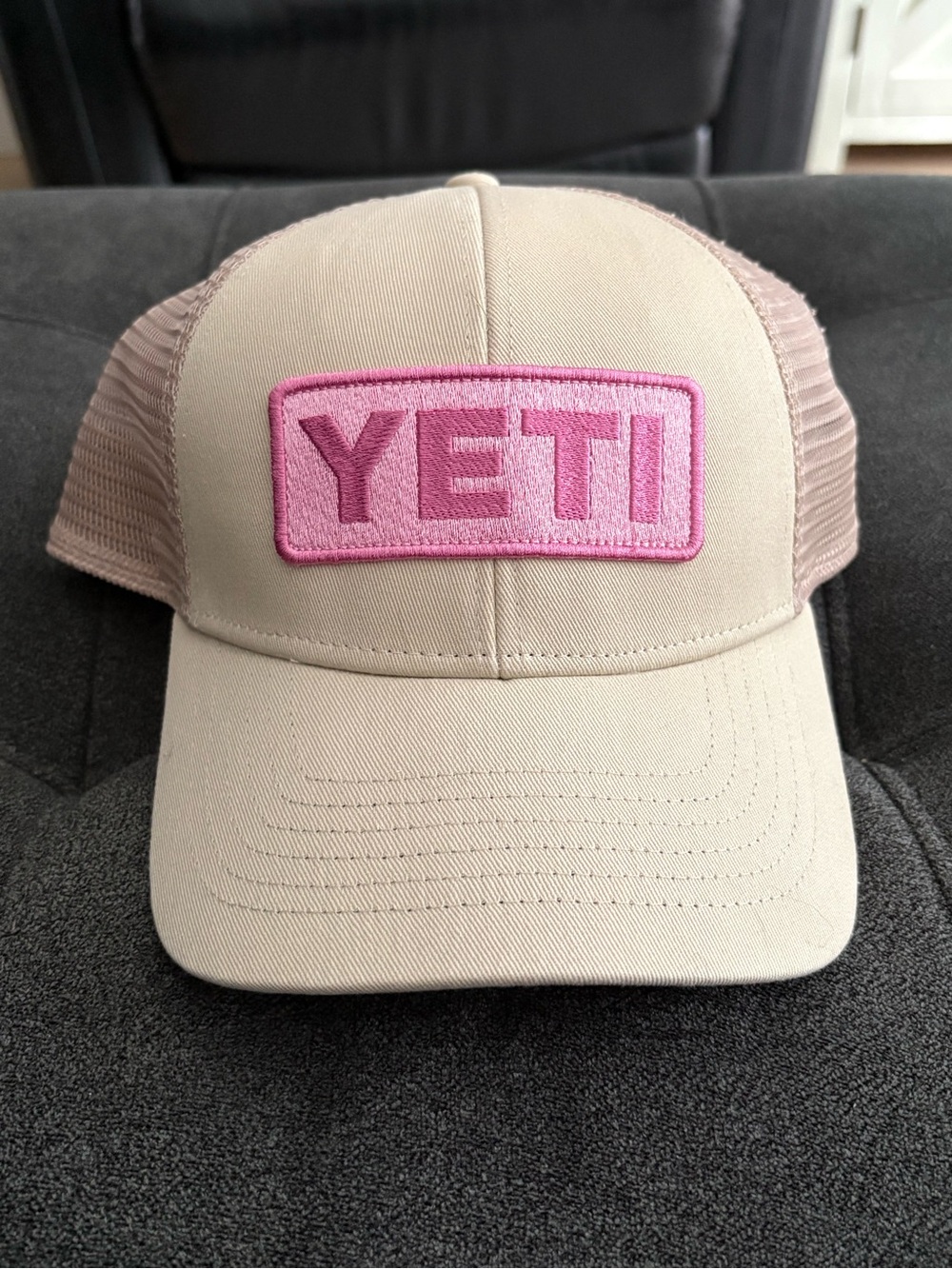 YETI Women’s Beige Snapback Hat with Pink Logo